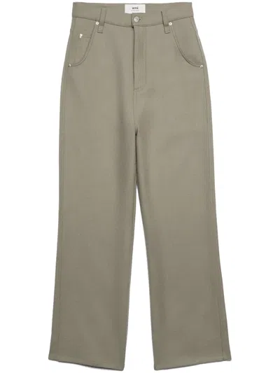 Ami Alexandre Mattiussi Loose-fit Wool Trousers In Green