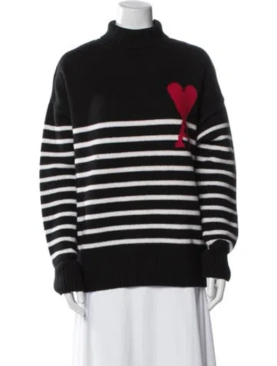 Pre-owned Ami Alexandre Mattiussi Virgin Wool Striped Sweater In Black