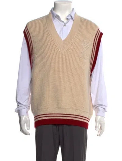 Pre-owned Ami Alexandre Mattiussi Virgin Wool Striped Sweater Vest In Neutral