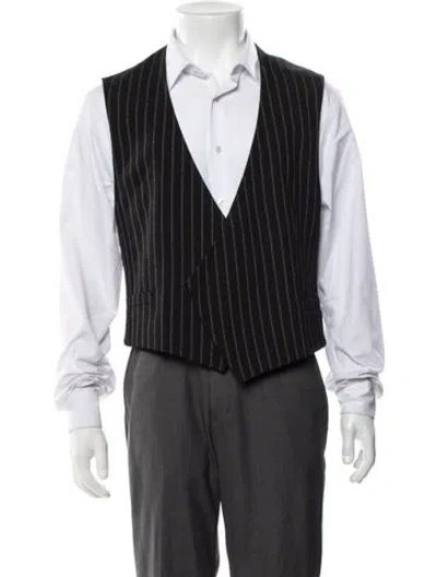 Pre-owned Ami Alexandre Mattiussi Virgin Wool Striped Vest In Black