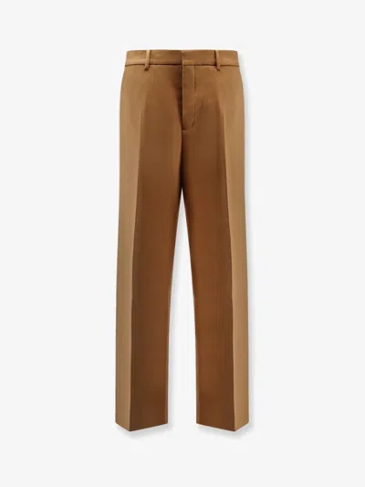 Ami Alexandre Mattiussi Wide Leg Trousers With Pleats And Pockets In Brown