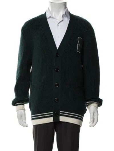 Pre-owned Ami Alexandre Mattiussi Virgin Wool V-neck Cardigan In Green