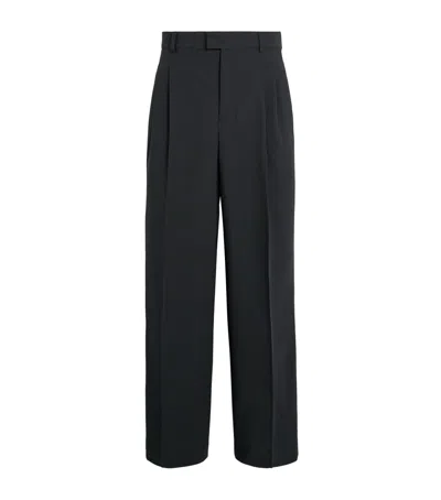 Ami Alexandre Mattiussi Wide-leg Pleated Virgin Wool-tricotine Trousers In Black