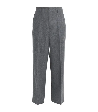 Ami Alexandre Mattiussi Virgin Wool Wide-leg Trousers In Gray