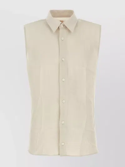 Ami Alexandre Mattiussi Viscose Shirt Printed Collar Sleeveless In White