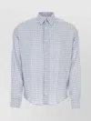 AMI ALEXANDRE MATTIUSSI VISCOSE SHIRT WITH EMBROIDERED CHECKERED PATTERN