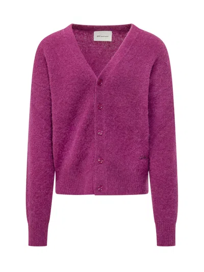 Ami Alexandre Mattiussi V-neck Cardigan With Classic Knit Finish In Purple