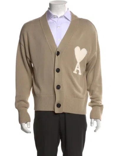 Pre-owned Ami Alexandre Mattiussi V-neck Long Sleeve Cardigan In Neutrals