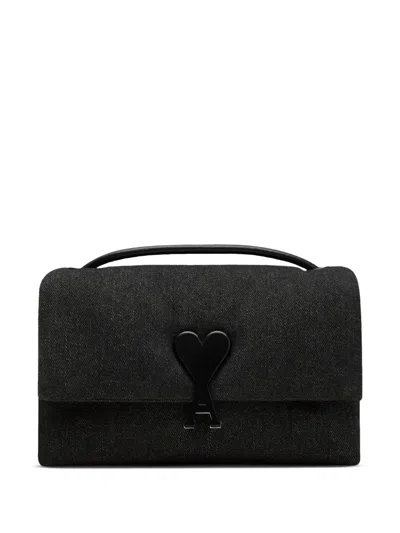 Ami Alexandre Mattiussi Voulez-vous Denim Shoulder Bag In Black