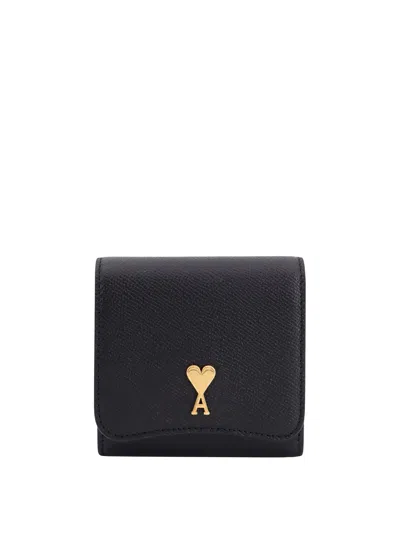 Ami Alexandre Mattiussi Wallet In Noir/laiton Vibre