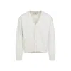 Ami Alexandre Mattiussi Warm Wool-cashmere Blend Cardigan With V-neck And Button-down Front In White