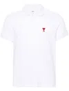 Ami Alexandre Mattiussi Ami Paris De Coeur Organic-cotton Polo Shirt In White