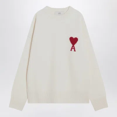 AMI ALEXANDRE MATTIUSSI WHITE AMI DE COEUR SWEATER