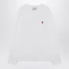 Ami Alexandre Mattiussi Ami Paris Ami De Coeur Logo Embroidered Long-sleeved T-shirt In White