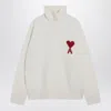 Ami Alexandre Mattiussi Ami Paris White Ami De Coeur Turtleneck Sweater Women In White