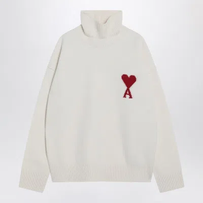 AMI ALEXANDRE MATTIUSSI WHITE AMI DE COEUR TURTLENECK SWEATER