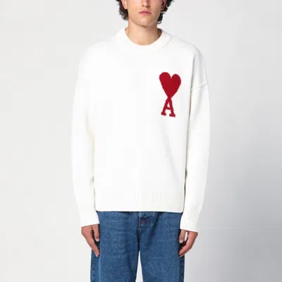 Ami Alexandre Mattiussi White Ami De Coeur Wool Jumper