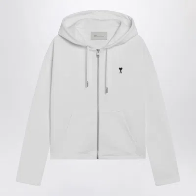 Ami Alexandre Mattiussi Ami Paris White Ami De Coeur Zipup Hoodie In Yellow