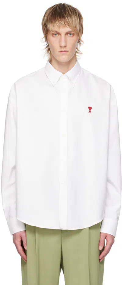 Ami Alexandre Mattiussi White Ami De Cœur Shirt In 168 Natural White