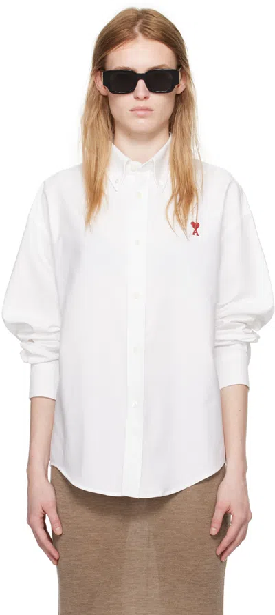 Ami Alexandre Mattiussi White Ami De Cœur Shirt In Natural White/168
