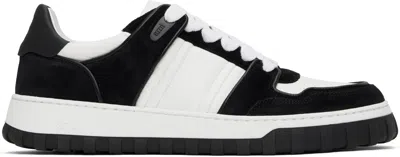 Ami Alexandre Mattiussi White & Black Leather Low-top Walk Sneakers In 101 White/black
