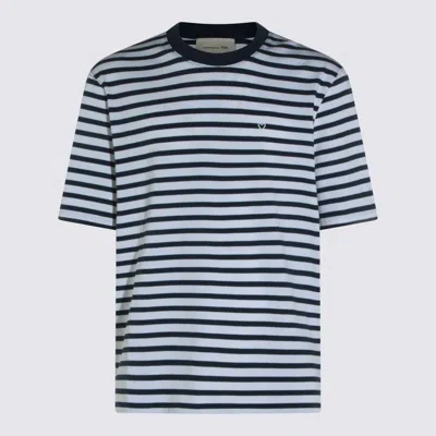 Ami Alexandre Mattiussi Ami Paris White And Blue Mariniere Boxy Fit Cotton T-shirt In Multi