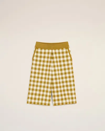 AMI ALEXANDRE MATTIUSSI WHITE AND MUSTARD YELLOW VICHY SHORTS  WHITE