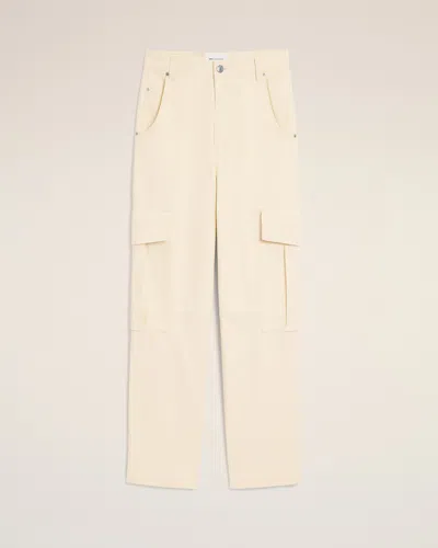 Ami Alexandre Mattiussi White Baggy-fit Cargo Cotton Trousers White In Ivory