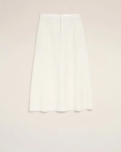 Ami Alexandre Mattiussi White Blended Linen Tailor Construction Long Trapeze Skirt White