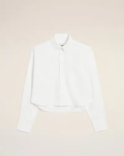 Ami Alexandre Mattiussi White Cotton Ami De Coeur Cropped Oversized Shirt White
