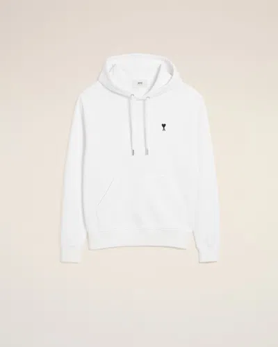 AMI ALEXANDRE MATTIUSSI WHITE COTTON AMI DE COEUR HOODIE WHITE