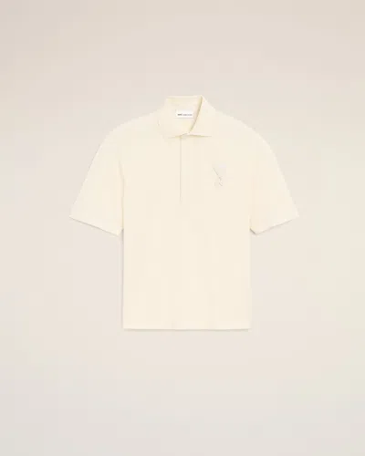 Ami Alexandre Mattiussi White Cotton Ami De Coeur Knitted Patch Polo White