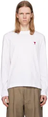 Ami Alexandre Mattiussi Ami Paris Ami De Coeur Logo Embroidered Long-sleeved T-shirt In 100 White