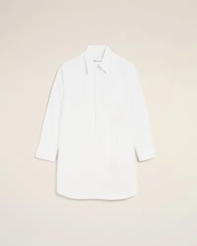 Ami Alexandre Mattiussi White Cotton Ami De Coeur Wide Shirt Dress White