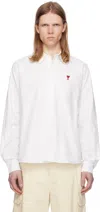 Ami Alexandre Mattiussi White Cotton Button-down Ami De Coeur Shirt In 168 Natural White