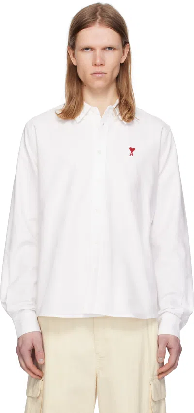 Ami Alexandre Mattiussi White Cotton Button-down Ami De Coeur Shirt In 168 Natural White