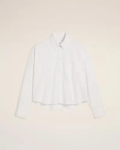 Ami Alexandre Mattiussi White Cotton Cropped Oversized Shirt White In Natural White