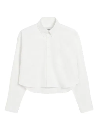 AMI ALEXANDRE MATTIUSSI WHITE COTTON CROPPED SHIRT