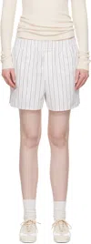 Ami Alexandre Mattiussi Ami Paris White Shorts With Black And Light Blue Stripes In White