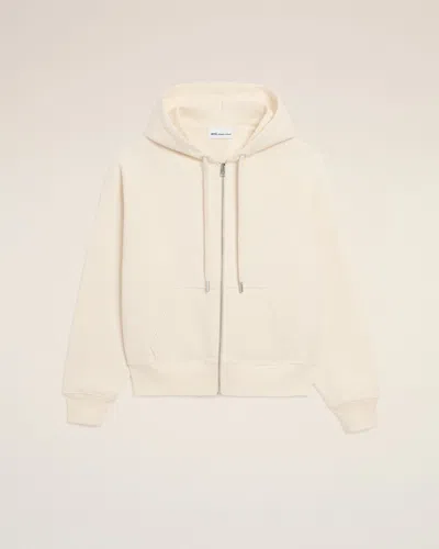 Ami Alexandre Mattiussi White Cotton Embossed Ami De Coeur Zipped Hoodie White In Neutral