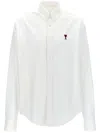 Ami Alexandre Mattiussi Embroidered Cotton Oxford Shirt In White