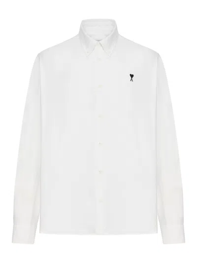 Ami Alexandre Mattiussi White Cotton Shirt With Ami De Coeur Logo