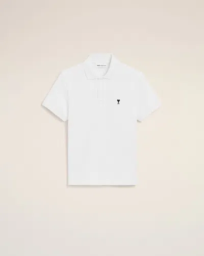 Ami Alexandre Mattiussi Ami Paris Men White Polo Shirt With Adc Embroidery On The Front And Classic Collar In Cotton Man In Multi