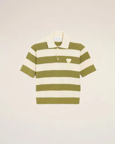 Ami Alexandre Mattiussi White Cotton Short Sleeves Ami De Coeur Polo White In Green