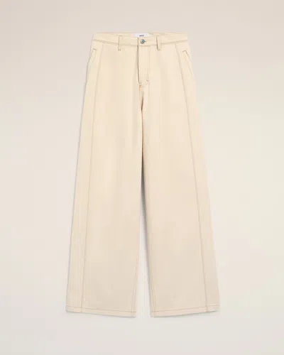 AMI ALEXANDRE MATTIUSSI WHITE COTTON WIDE FIT JEANS  WHITE