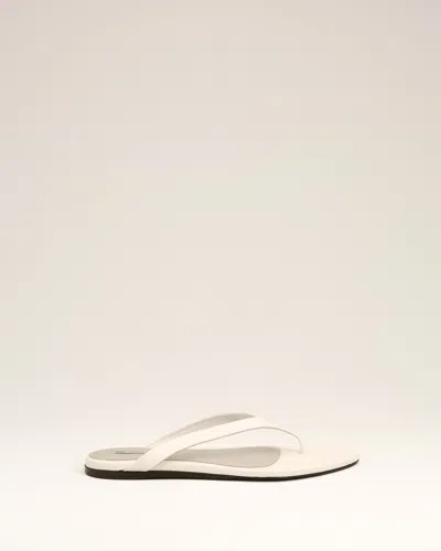 Ami Alexandre Mattiussi White Lamb Leather Pointed Toe Flip Flops White