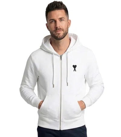 Ami Alexandre Mattiussi White Logo Zip Hoodie