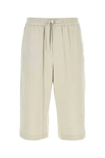 AMI ALEXANDRE MATTIUSSI WHITE PARIS LOGO PLAQUE BELTED SHORTS