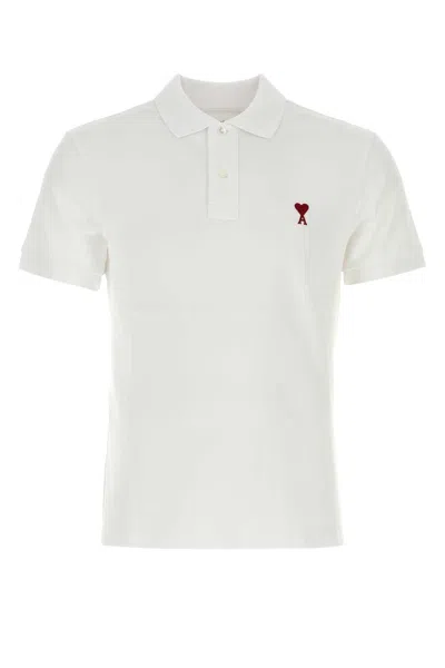 Ami Alexandre Mattiussi Ami Paris Men Cotton Polo Shirt With Iconic Embroidery In White