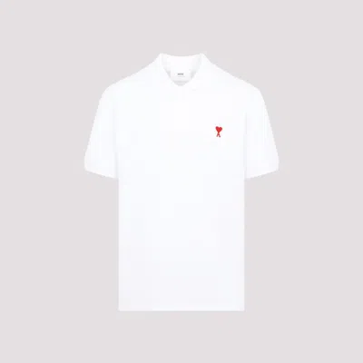 Ami Alexandre Mattiussi Ami Paris Men Cotton T-shirt With Iconic Embroidery In White